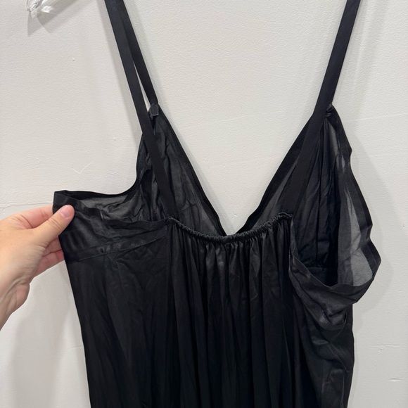 Vintage Handmade Sheer Full Length Nighty Sleep Dress Lingerie XL Black Strappy - Picture 4 of 5